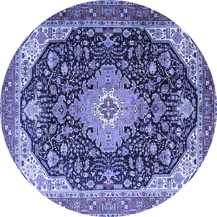 Round Medallion Blue Traditional Rug, tr1252blu