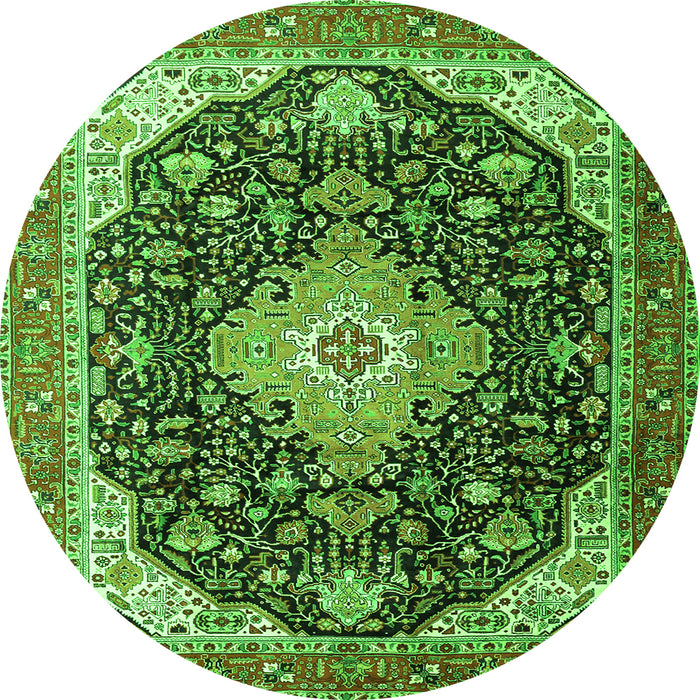 Machine Washable Medallion Green Traditional Area Rugs, wshtr1252grn