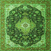 Round Machine Washable Medallion Green Traditional Area Rugs, wshtr1252grn