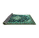 Sideview of Medallion Turquoise Traditional Rug, tr1252turq