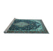 Sideview of Machine Washable Medallion Light Blue Traditional Rug, wshtr1252lblu