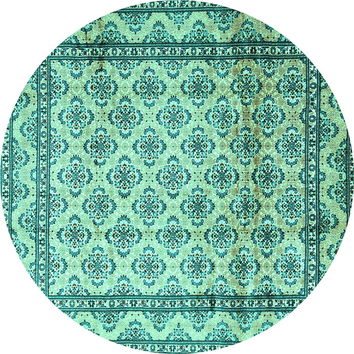 Round Persian Turquoise Traditional Rug, tr1253turq