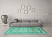 Machine Washable Persian Turquoise Traditional Area Rugs in a Living Room,, wshtr1253turq