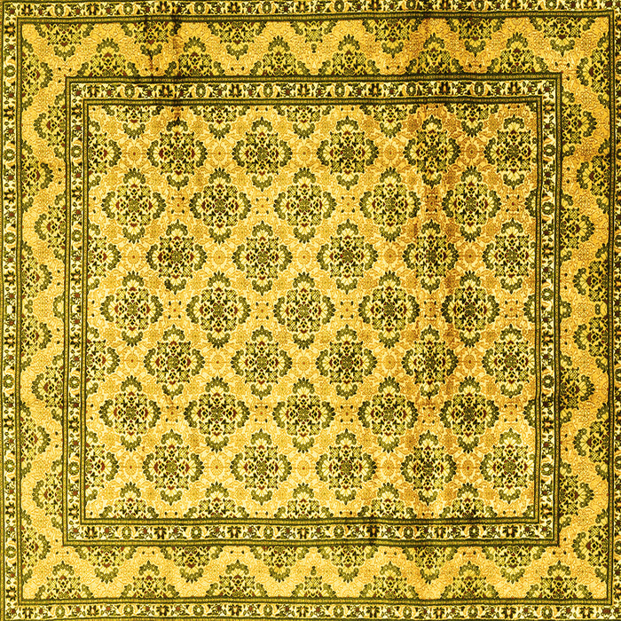 Square Machine Washable Persian Yellow Traditional Rug, wshtr1253yw