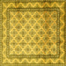 Square Machine Washable Persian Yellow Traditional Rug, wshtr1253yw