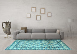 Machine Washable Persian Light Blue Traditional Rug in a Living Room, wshtr1253lblu