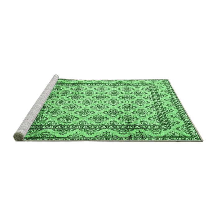 Sideview of Machine Washable Persian Emerald Green Traditional Area Rugs, wshtr1253emgrn