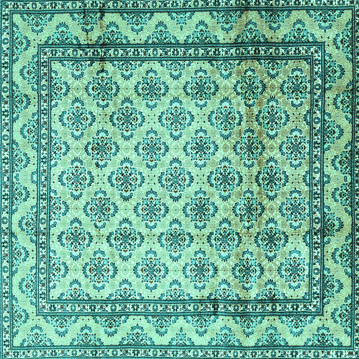 Square Machine Washable Persian Turquoise Traditional Area Rugs, wshtr1253turq