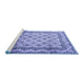 Sideview of Machine Washable Persian Blue Traditional Rug, wshtr1253blu