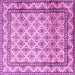 Square Machine Washable Persian Pink Traditional Rug, wshtr1253pnk