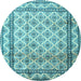 Round Machine Washable Persian Light Blue Traditional Rug, wshtr1253lblu