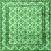 Square Machine Washable Persian Emerald Green Traditional Area Rugs, wshtr1253emgrn