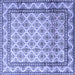 Square Machine Washable Persian Blue Traditional Rug, wshtr1253blu