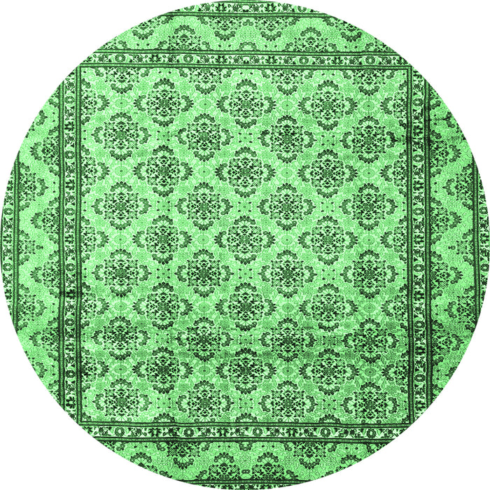 Round Persian Emerald Green Traditional Rug, tr1253emgrn