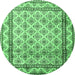Round Persian Emerald Green Traditional Rug, tr1253emgrn