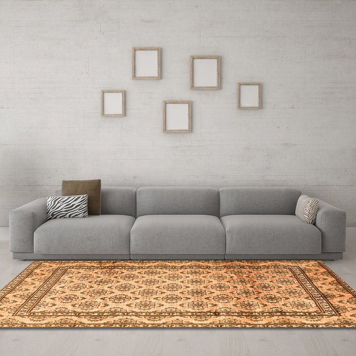 Machine Washable Persian Orange Traditional Area Rugs in a Living Room, wshtr1253org