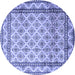 Round Persian Blue Traditional Rug, tr1253blu