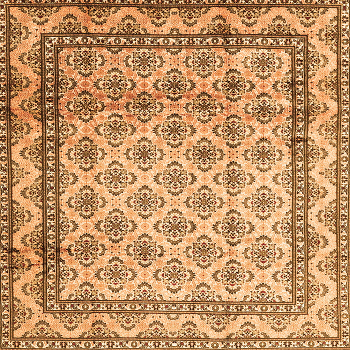 Round Machine Washable Persian Orange Traditional Area Rugs, wshtr1253org