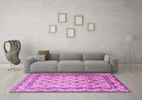 Machine Washable Persian Pink Traditional Rug, wshtr1253pnk