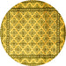 Round Machine Washable Persian Yellow Traditional Rug, wshtr1253yw