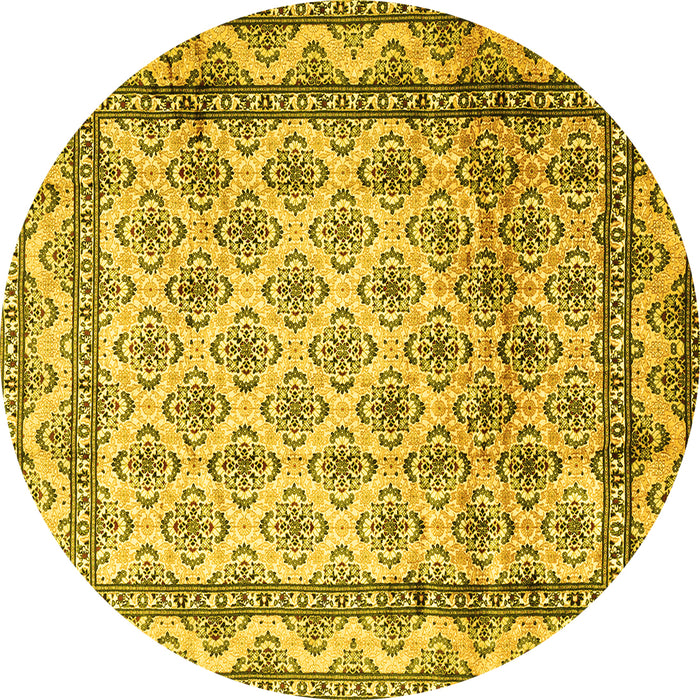 Round Persian Yellow Traditional Rug, tr1253yw