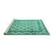 Sideview of Machine Washable Persian Turquoise Traditional Area Rugs, wshtr1253turq