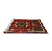 Sideview of Machine Washable Traditional Red Brown Rug, wshtr1254