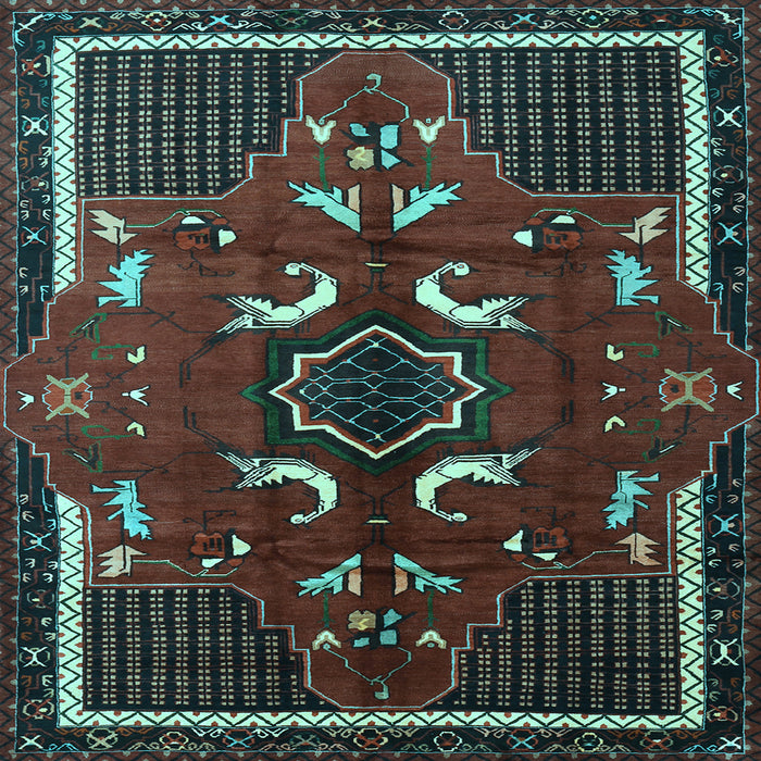 Square Machine Washable Persian Light Blue Traditional Rug, wshtr1254lblu