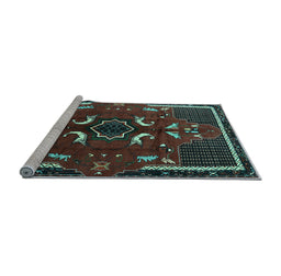 Sideview of Machine Washable Persian Light Blue Traditional Rug, wshtr1254lblu