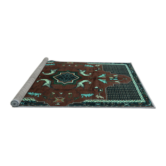 Sideview of Machine Washable Persian Light Blue Traditional Rug, wshtr1254lblu