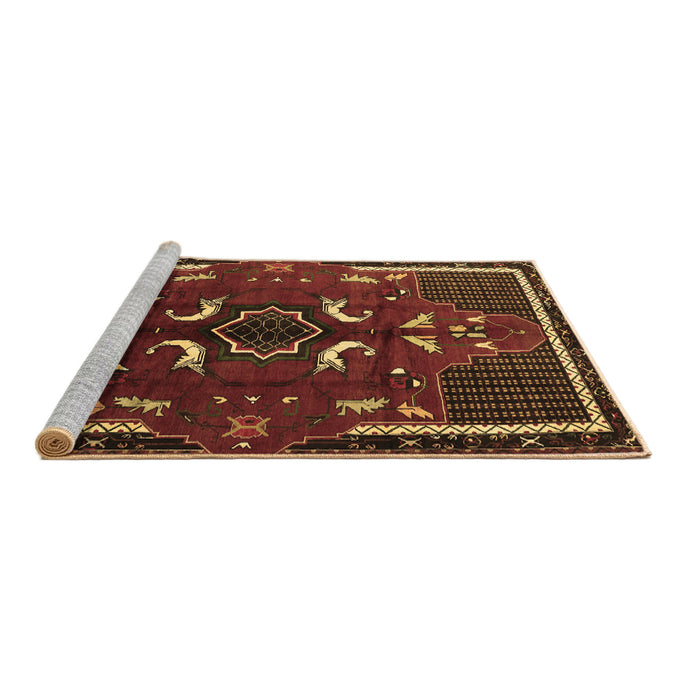Sideview of Machine Washable Persian Brown Traditional Rug, wshtr1254brn