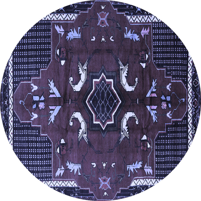 Round Persian Blue Traditional Rug, tr1254blu