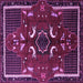 Square Machine Washable Persian Purple Traditional Area Rugs, wshtr1254pur