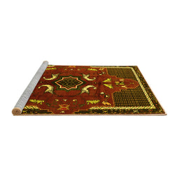 Sideview of Machine Washable Persian Yellow Traditional Rug, wshtr1254yw