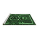 Sideview of Machine Washable Persian Emerald Green Traditional Area Rugs, wshtr1254emgrn