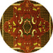 Round Persian Yellow Traditional Rug, tr1254yw