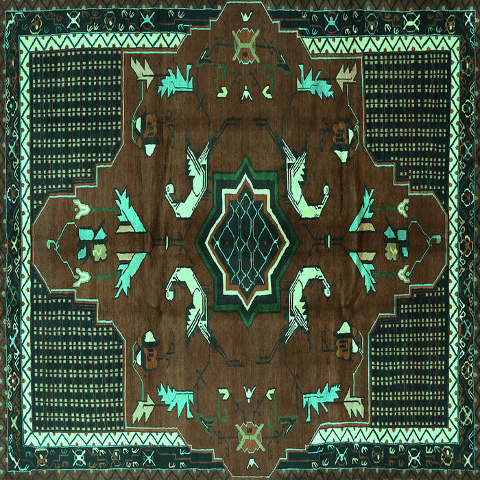 Square Persian Turquoise Traditional Rug, tr1254turq