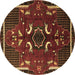 Round Persian Brown Traditional Rug, tr1254brn
