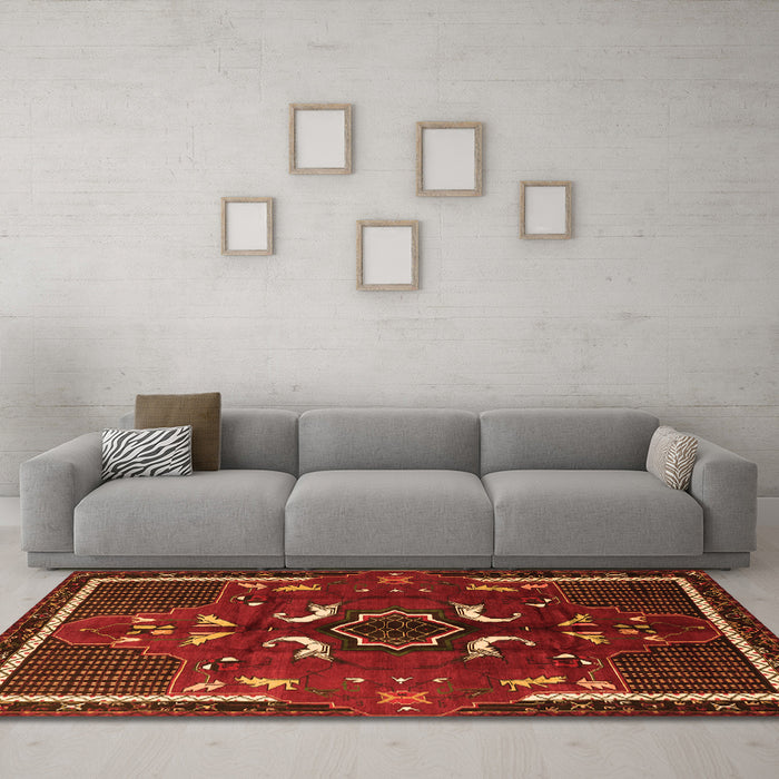 Machine Washable Persian Orange Traditional Area Rugs in a Living Room, wshtr1254org