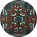 Round Persian Light Blue Traditional Rug, tr1254lblu