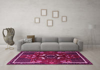 Machine Washable Persian Pink Traditional Rug, wshtr1254pnk