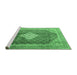 Sideview of Machine Washable Medallion Emerald Green Traditional Area Rugs, wshtr1255emgrn