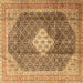 Square Machine Washable Medallion Brown Traditional Rug, wshtr1255brn