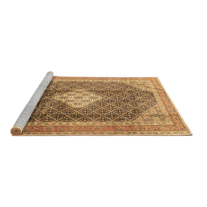 Sideview of Machine Washable Medallion Brown Traditional Rug, wshtr1255brn