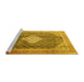 Sideview of Machine Washable Medallion Yellow Traditional Rug, wshtr1255yw