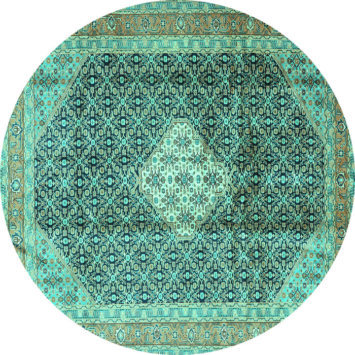 Round Medallion Turquoise Traditional Rug, tr1255turq