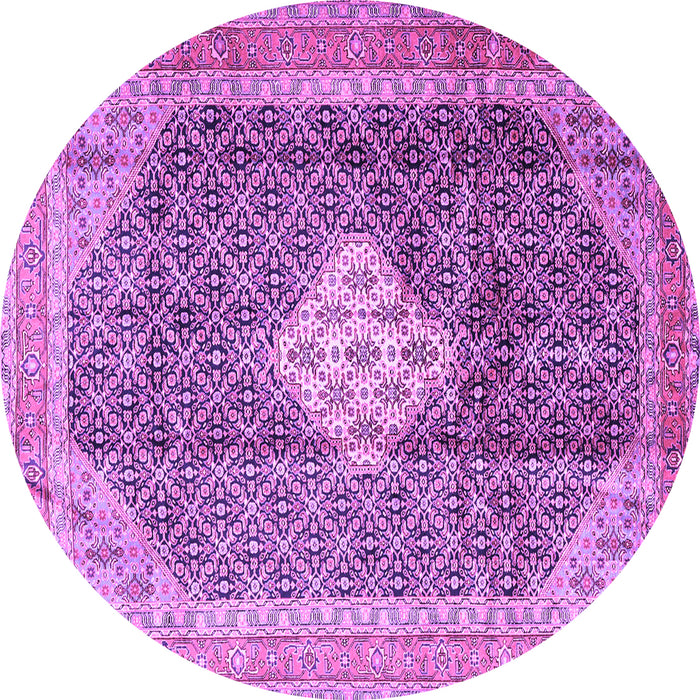 Round Medallion Purple Traditional Rug, tr1255pur