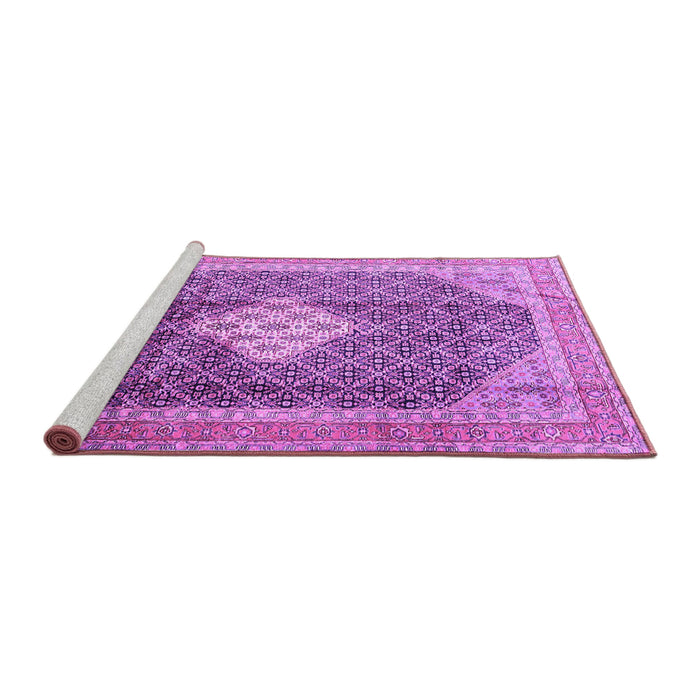 Sideview of Machine Washable Medallion Purple Traditional Area Rugs, wshtr1255pur