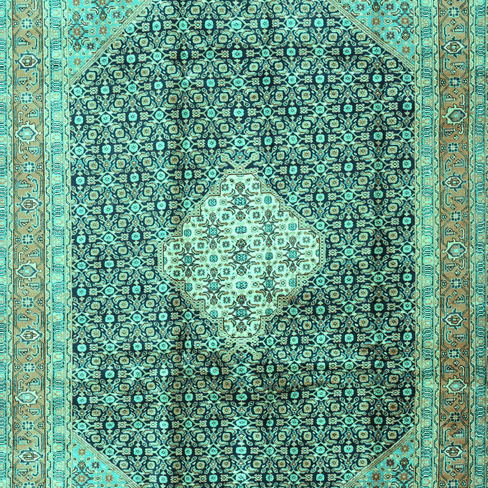 Machine Washable Medallion Turquoise Traditional Area Rugs, wshtr1255turq