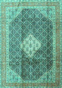 Medallion Turquoise Traditional Rug, tr1255turq